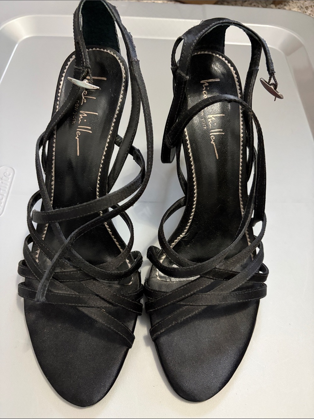 Nicole Miller Strappy Black Women's Slingback Heels